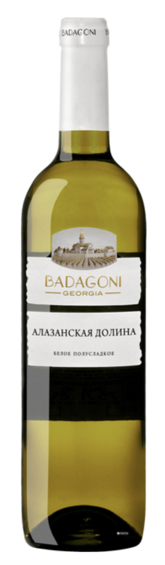 Вино Бадагоні Алазанська Долина біл. н/сол. 0,75л 12%